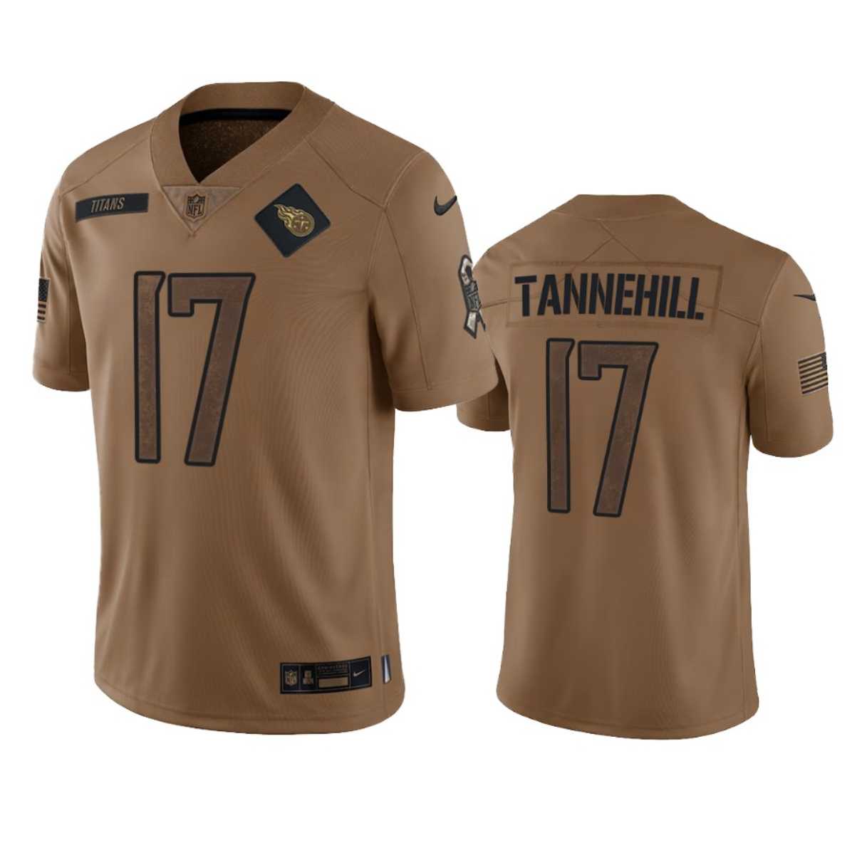 Mens Tennessee Titans #17 Ryan Tannehill 2023 Brown Salute To Service Limited Jersey Dyin->tennessee titans->NFL Jersey